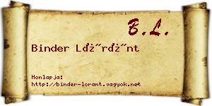 Binder Lóránt névjegykártya